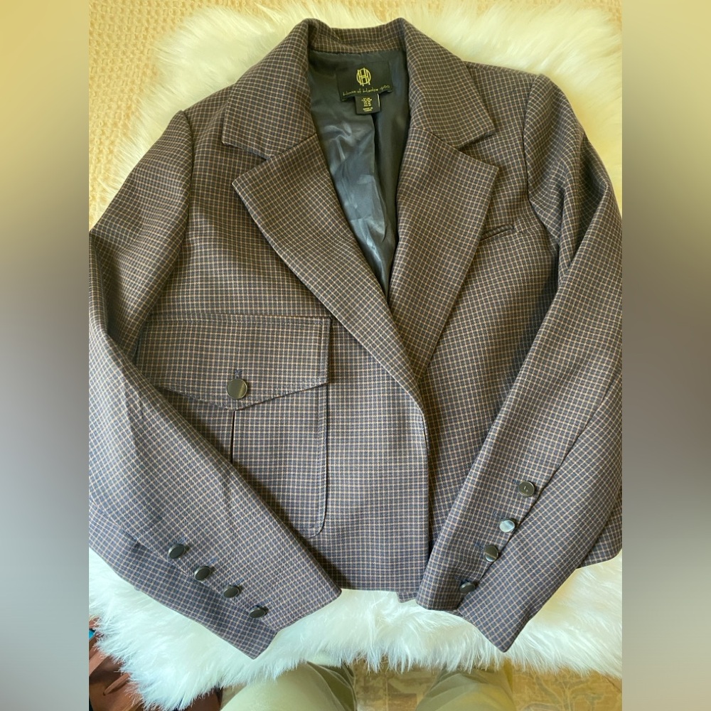 House of Harlow 1960 Brown Plaid Blazer